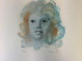 une image représentant un tableau d'une femme aux cheveux bleus