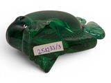 an image of a green turtle figurine with a tag on it ' s back
