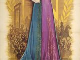 une vieille affiche de cinéma représentant une femme en robe bleue