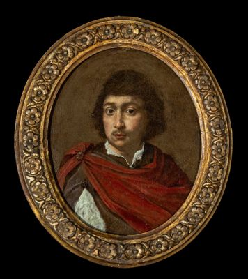 portrait of a young man in a red cloak