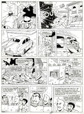 une page d'une bande dessinée représentant un homme et une femme dans une voiture