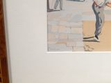 a painting of a man holding a frisbee in his hand