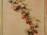 tableau représentant une grappe de pommes sur une branche, dans un cadre doré