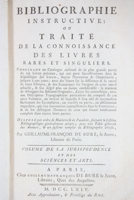 BIBLIOPHILIE - DE BURE (Guillaume-François de) : Bibliograph…