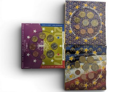 3 plaquettes : FRANCE EUROS 2002, 2003 et 2007 - COFFRET FLEUR de COIN - Photo 1
