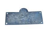 a close up of a metal plate on a white background