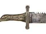 an image of a knife with a bird head on it ' s blade