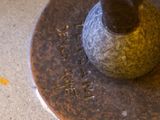 a close up of a metal object on a table