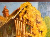 une peinture représentant une maison, peinte sur le mur