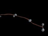 3d model of a branch with pearls and a droplet of water