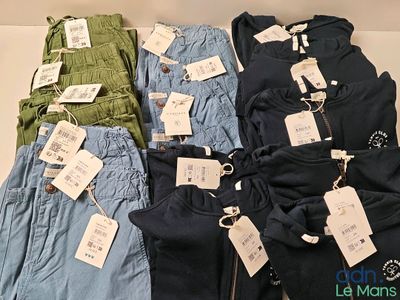plusieurs paires de pantalons pour homme avec leurs étiquettes de prix encore attachées
