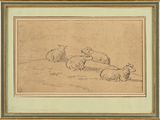 une image représentant un dessin de moutons couchés dans un champ