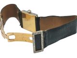 black leather belt with a gold buckle and a black leather belt with a gold buckle and a black leather belt with a gold buckle and a black leather belt with a