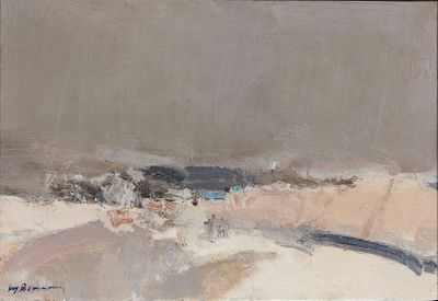 une image représentant un tableau représentant un paysage avec de la neige au sol