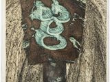 an image of a drawing of a dragon on a rock