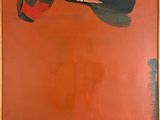 une image représentant un tableau d'un homme en costume-cravate sur fond rouge