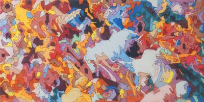 painting of a large group of cartoon characters all grouped together