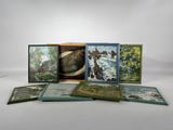 an image of a collection of paintings of elephants in a wooden box