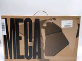 a cardboard box with a black and white design on it