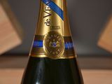 a bottle of champagne that is sitting on a table