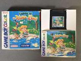 a close up of a nintendo game with a box and a game case