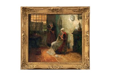 une image représentant un tableau où l'on voit une femme et un homme dans une pièce