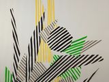 abstract painting of lines and shapes on a white wall
