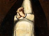 an image of a painting of a woman holding a rosary