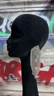 Mono-Boucle d'Oreille A. VAUTHIER en laiton argenté cristal …