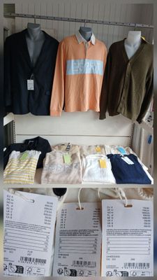 a lot of clothes on display in a clothing store