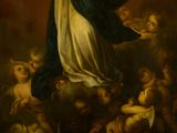 an image of a painting of the virgin surrounded by angels