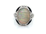 an oplite and diamond ring, by van cleef