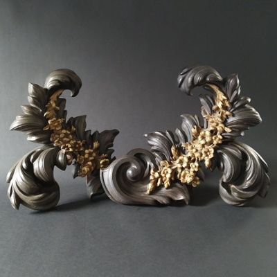 Paire de chenets en bronze doré et patiné, époque Napoléon I… - Photo 1