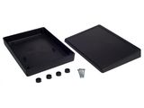 a black plastic box with screws and screws on it