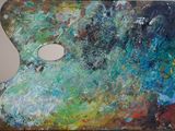 tableau représentant une palette percée d'un trou au milieu