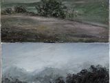 deux tableaux représentant un paysage avec une rivière et des montagnes en arrière-plan