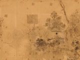 un dessin représentant une maison au milieu d'un champ