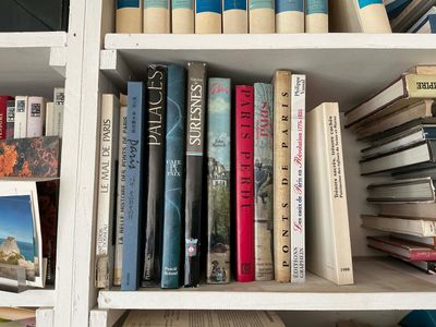 de nombreux livres qui se trouvent sur les étagères de la pièce