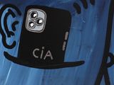 a painting of a top hat on a blue background