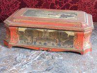 GRAND COFFRET rectangulaire en laque rouge à décor en arte-p… (photo 6)