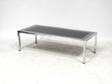 chrome coffee table with glass top and metal legs