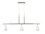Les trois lampes sont suspendues au plafond, au-dessus de la table.