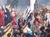 tableau représentant Jésus crucifié sur la croix avec d'autres personnes