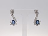 une photo d'une paire de boucles d'oreilles en diamant bleues et blanches