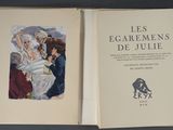 an open book with a picture of a woman and a man in a wedding dress