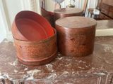two wooden containers sitting on top of a table