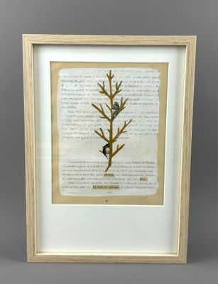 Chloé SADOUN, Caviar n°6, Collage signé au centre. 16 x 20 c…