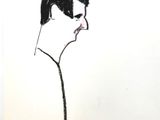 le dessin d'un homme moustachu sur une feuille de papier