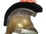 a helmet with a feather on top of it on a white background