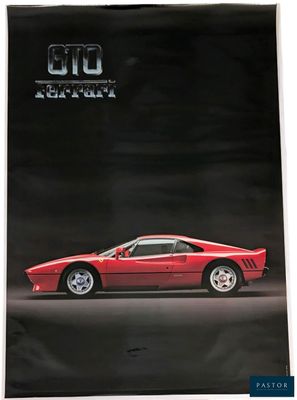 a poster of a red sports car on a black background